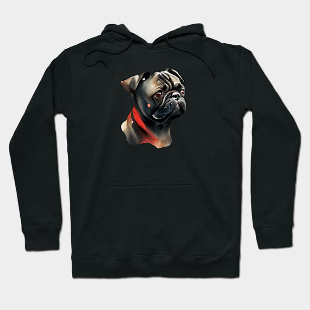 Black Pug Dog Hoodie by swagmaven